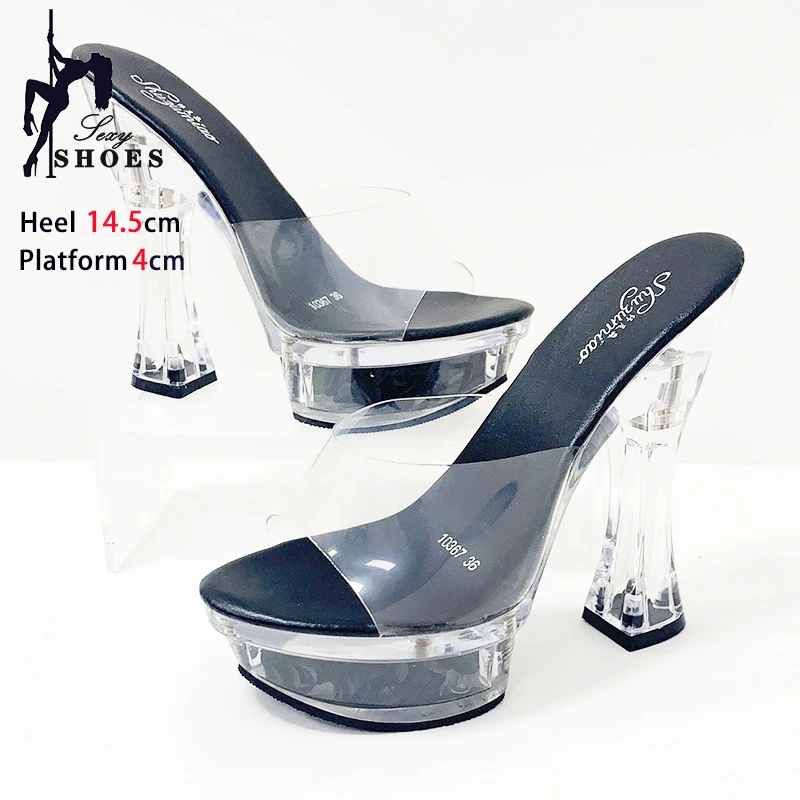 

Новинка 2024, тапочки на каблуке Chunk, модель подиума, летние прозрачные сандалии 14,5 см, прозрачная обувь-желе с кристаллами, женская модель