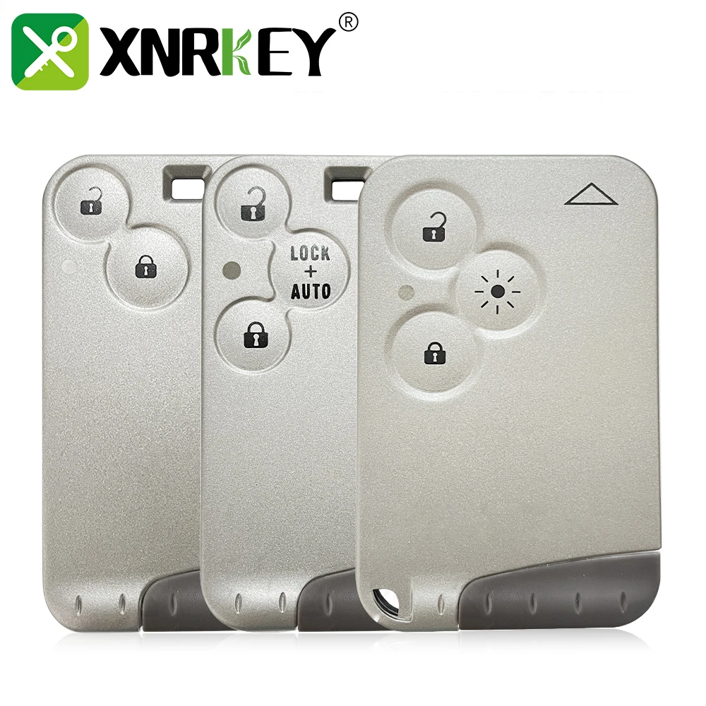 XNRKEY 2/3 Button Remote Card Car Key Shell for Renault Laguna Replacement Smart Card Key Case Cover with Grey/Green Blade