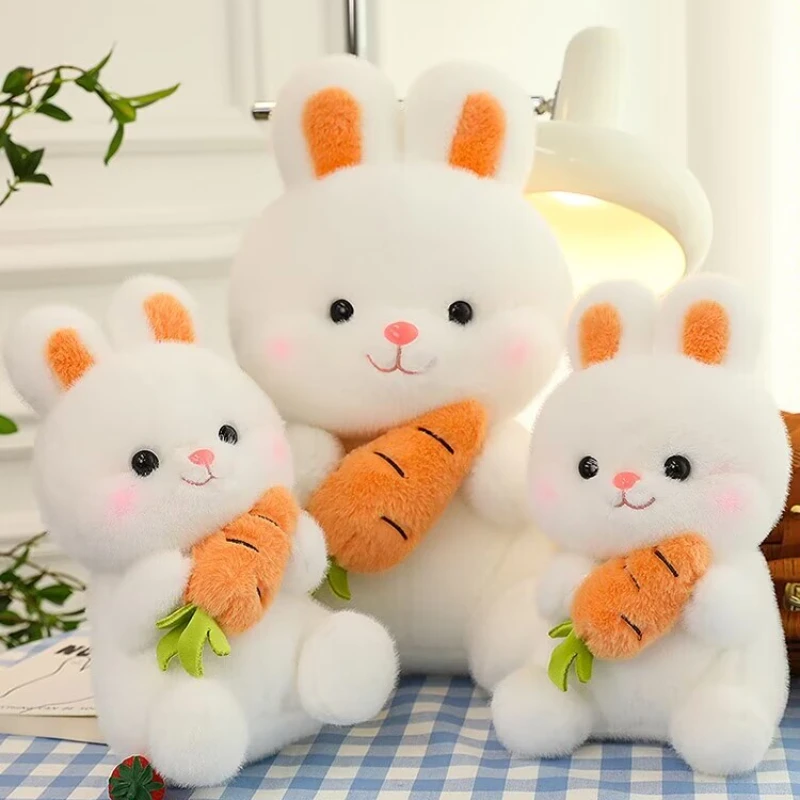 

25/40/50cm Kawaii White Rabbit Hug Carrot Plush Toy Cute Stuffed Animals Bunny Plushies Doll Anime Soft Kids Tfor Girls Gifts