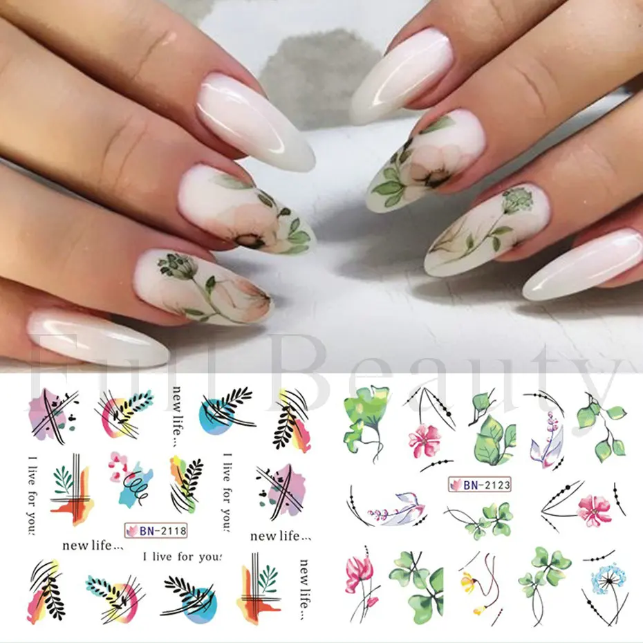 Soft Watercolor Flower Nail Art