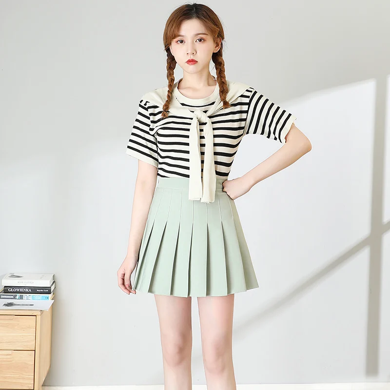 

Brown Pleated Skirt Women's Clothing For 2022 Summer High Waist A Line Korean College Style Green Y2k Egirl Mini Short Skirt
