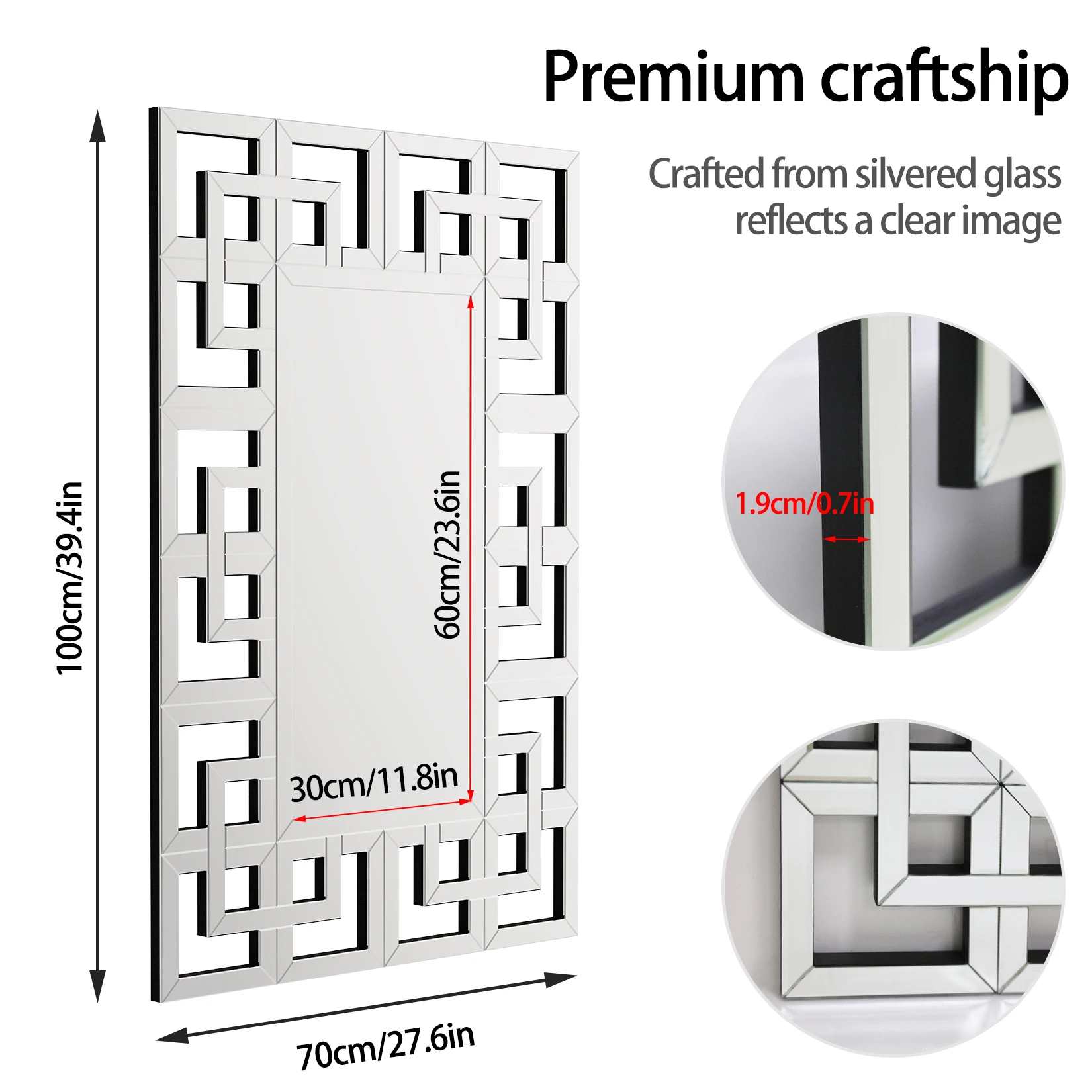 Art Decorative Wall Mirrors Large Grecian Venetian Mirror for Hotel Home Vanity Silver Mirror Rectangular 5