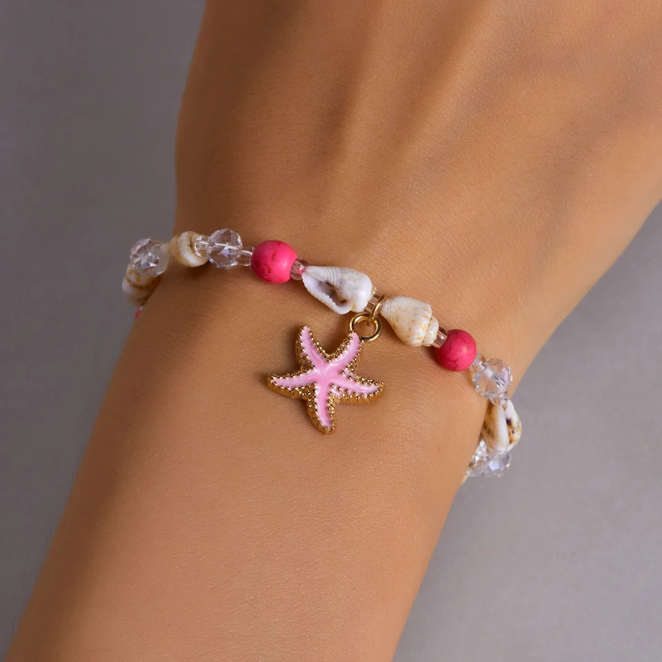 1 pezzo Collana con ciondolo a forma di stella marina, conchiglia e
