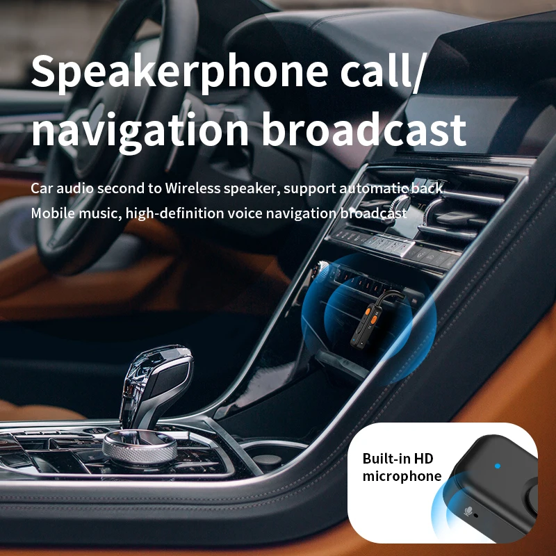 Bluetooth Audio Receiver Bluetooth 5.4 Audio Receiver Transmitter 3.5MM AUX HIFI Stereo Music Wireless Adapter with Mic for Car speaker TV PC Headphones
