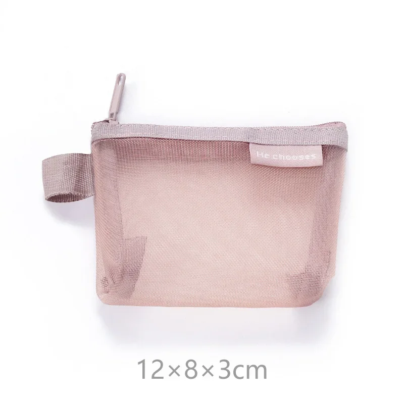 Compact Clear Nylon Mesh Cosmetic Bag - Cute Small Organizer for Makeup, Accessories, and Essentials