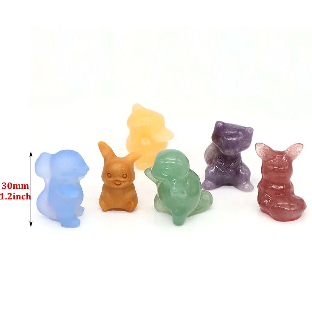 1.2" Natural Crystals Stone Carved Cartoon Animal Statue Room Ornament Reiki Healing Quartz Gemstone Figurine Craft Home Decor images - 6