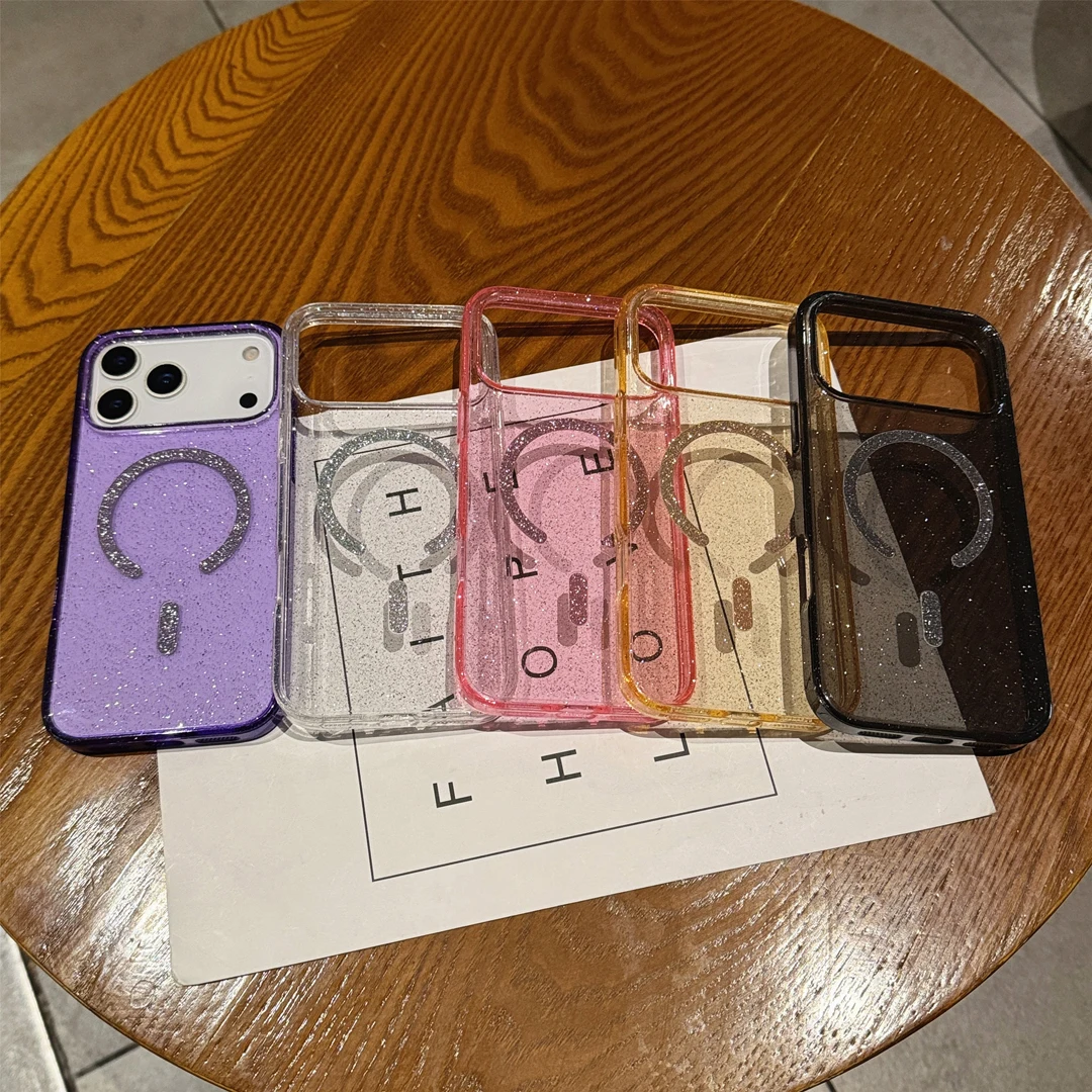 Luxury Elegant Sparkling Glitter Magnetic Wireless Charging Shockproof Phone Case