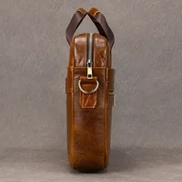 Luufan Genuine Leather Men's Business Handbag 15" Laptop Briefcase Bag Male A4 Document Shoulder Message Computer Bag Work Tote 2