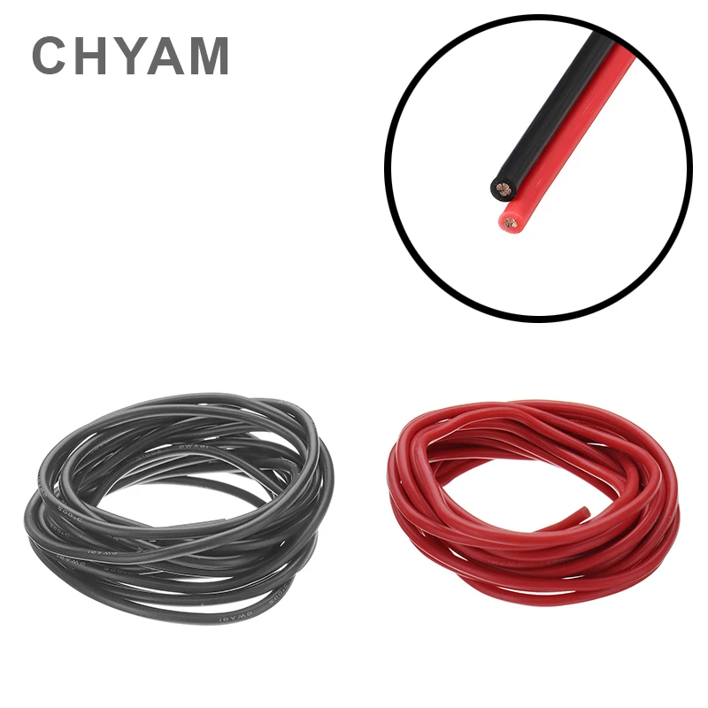 10 Metri/Lotto Rosso Nero Resistente Al Calore Elettrico Morbido Silicone Cavo Di Filo 8 10 12 14 16 18 20 22 24 26 28 30 Awg