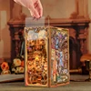 CUTEBEE DIY Book Nook Kit Wooden Dollhouse with Touch Light Magic Bookshelf Insert Decor for Gift Fantastic Animal Common Room 1