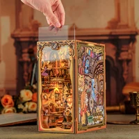 CUTEBEE DIY Book Nook Kit Wooden Dollhouse with Touch Light Magic Bookshelf Insert Decor for Gift Fantastic Animal Common Room 1