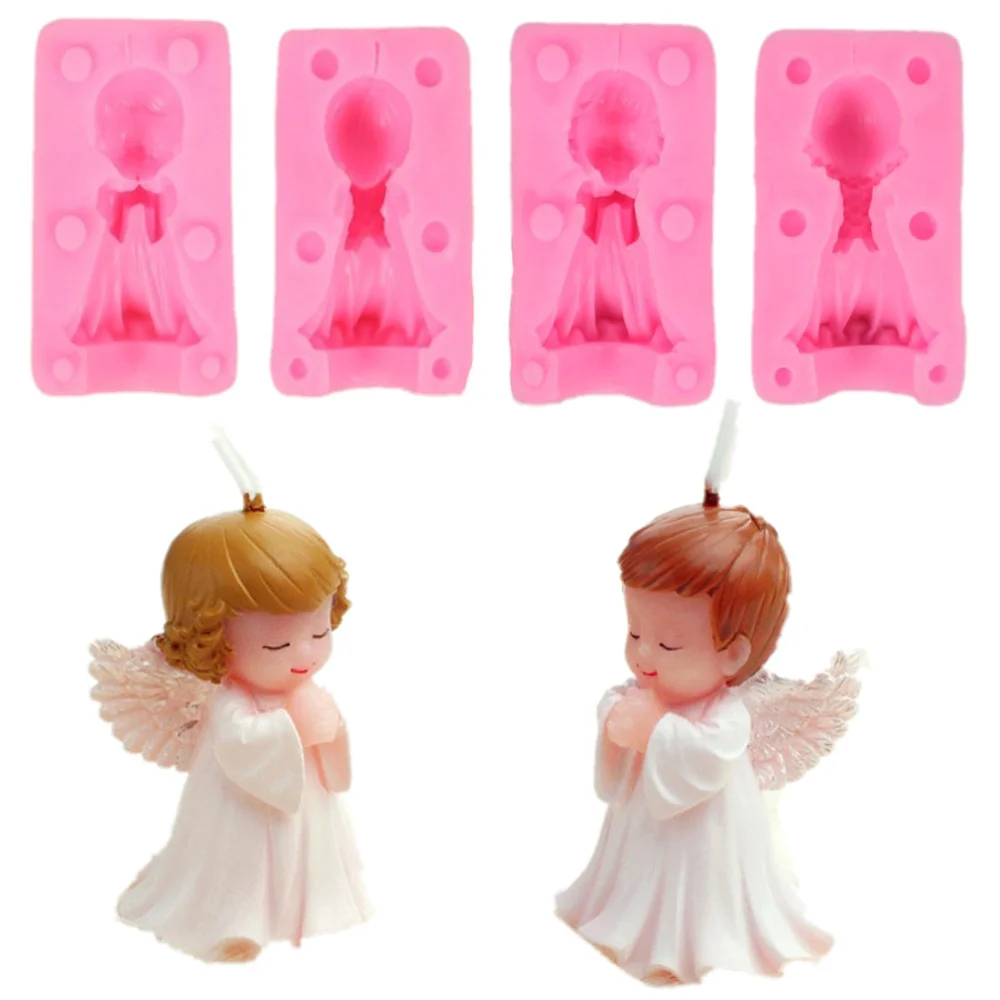 Cute Angel Candle Silicone Mold Handmade Soap Candle Mould Boy Girl Angel Cake Chocolate