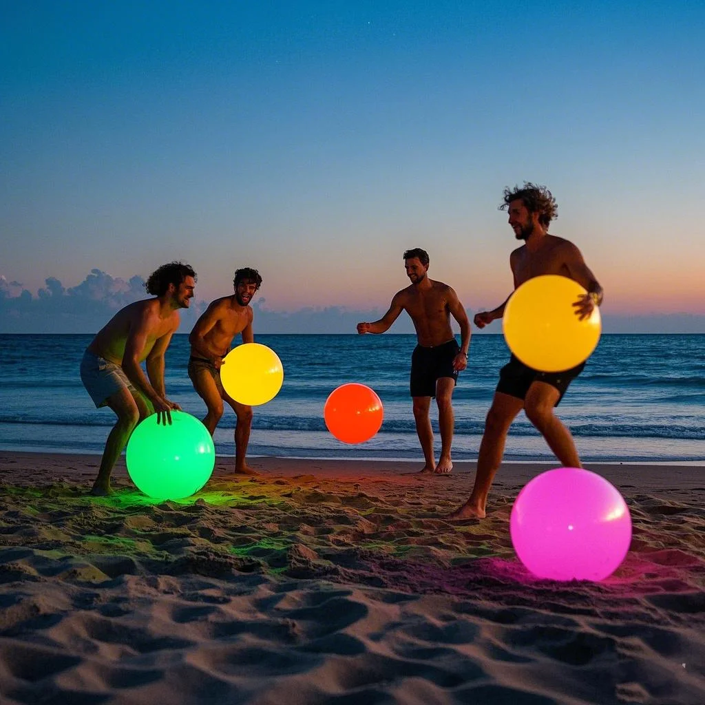 Water Toys Inflatable Ball Toys Rubber Toy Ball 2-8 PCS Light Up Beach Balls 40cm LED Pool Games Ball Toy for Glow In The Dark Pool Party 16 Colors Lights & 4 Light Modes