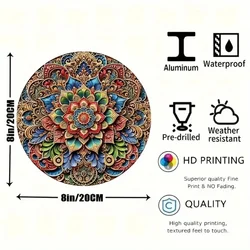 Luxurious Floral Mandala Aluminum Wall Art - Aesthetic Round Metal Decor - 20x20 (TYA25530)