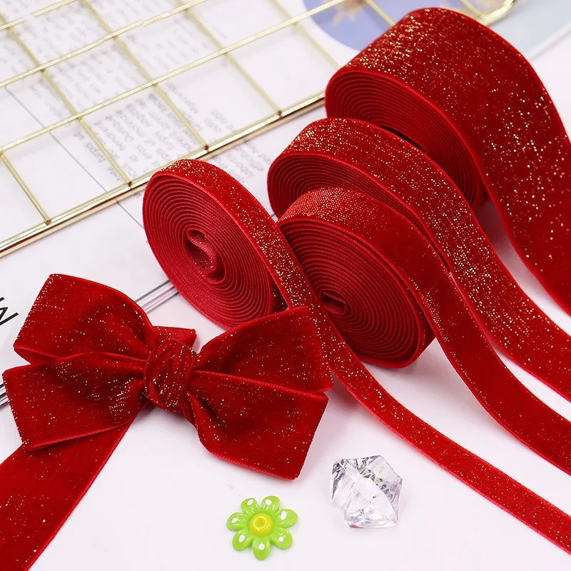 6/10/20/38mm Christmas Velvet Bow Gift Ribbon Packaging For Decoration
