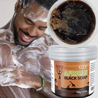 GZE African Black Soap 3-in-1 Face, Hair, and Body Cleanser - Deeply Cleanses and Moisturizes Skin and Hair Handmade 1