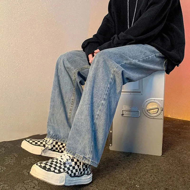 New Retro Straight Leg Wide Leg Jeans Korean Version Fashionable Men's Street Trend High-Quality Shopping Travel Loose Jeans