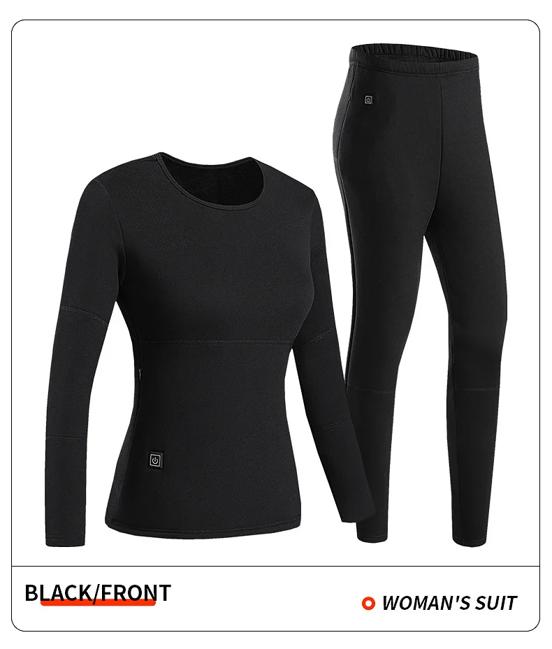 Heated Underwear Suit Winter Outdoor Thermal Heated Jacket Men Ski Suit USB Electric Heating Clothing Fleece Thermal Long Johns