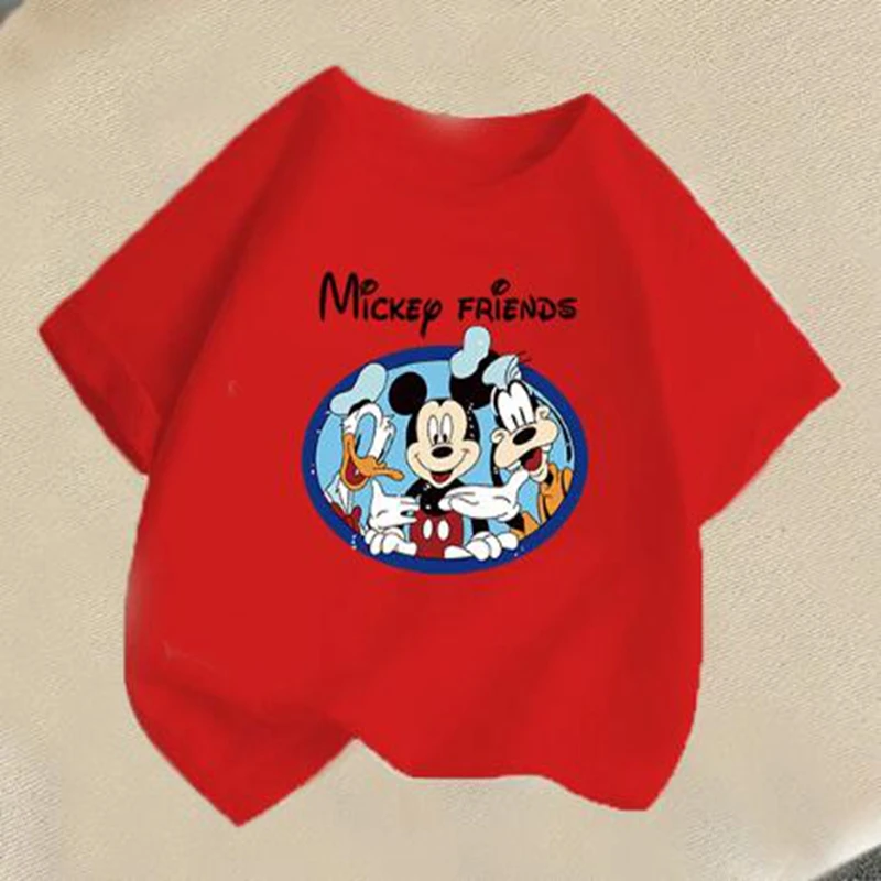 Boy Summer Clothes Short Sleeve Tshirts Girl Tee Cartoon Mickey Mouse Donald Duck Cotton Children Kid Toddler Outfit Pajama Tops