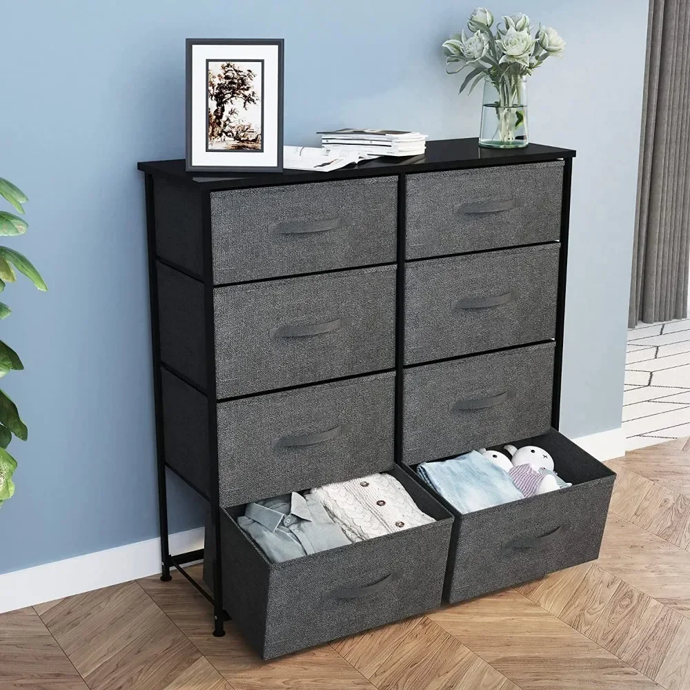 Dresser with 8 Drawers for Bedroom Fabric Dresser with Large Capacity,Sturdy Steel Frame, Wooden Top Easy Pull Fabric Bins0922 makeup table furniture vanity table with drawers mirrored dresser furniture bedroom modern wooden dressers led light dresser