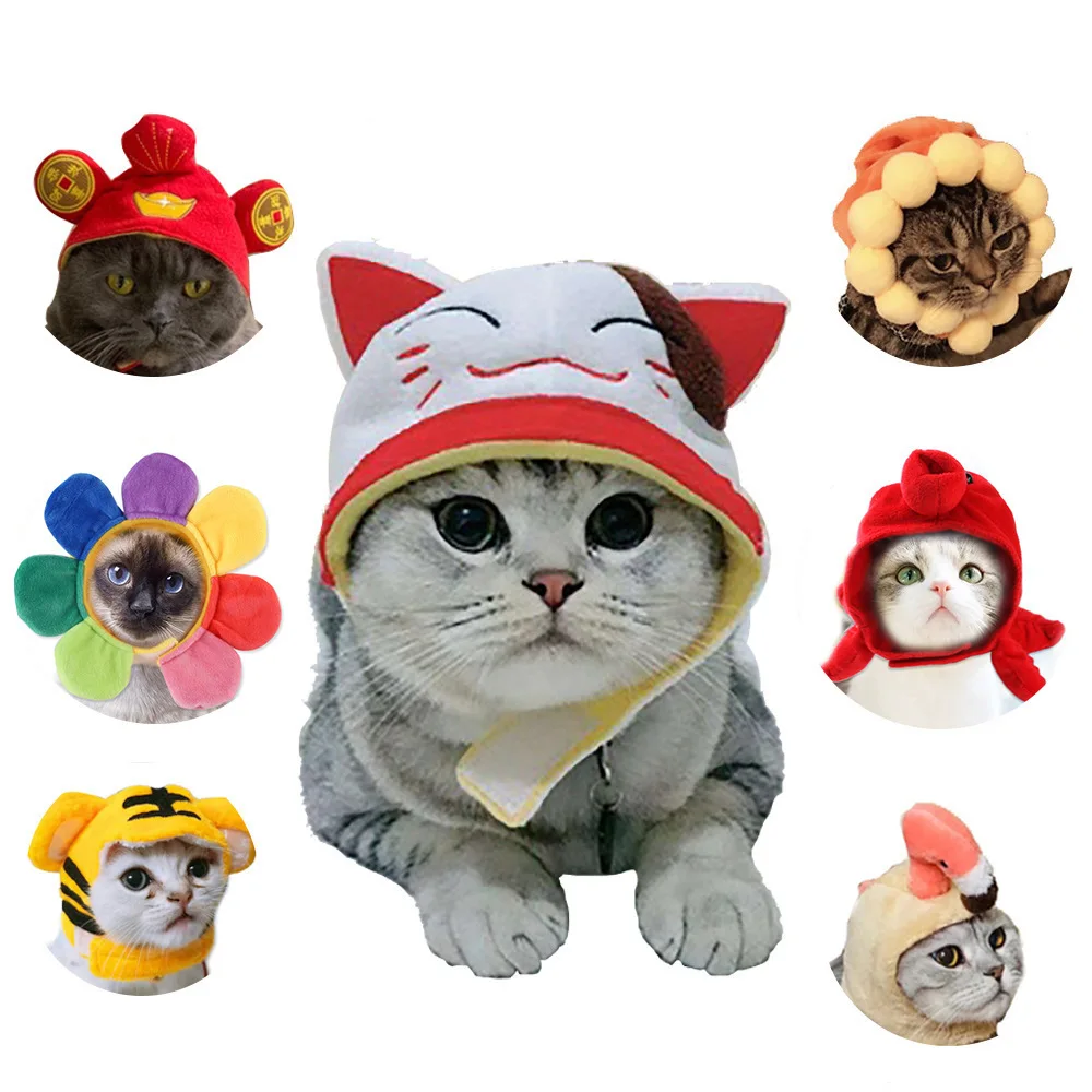 Pet Headgear Halloween Hat Cute Dog Teddy Dress Up Sunflower Pet Headwear Wig Cat
