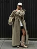 Elegant Women's Woolen Overcoat With Belt Street Lapel Double Breasted Full Sleeve Long Coat 2024 Autumn Lady Loose Outwear New 3