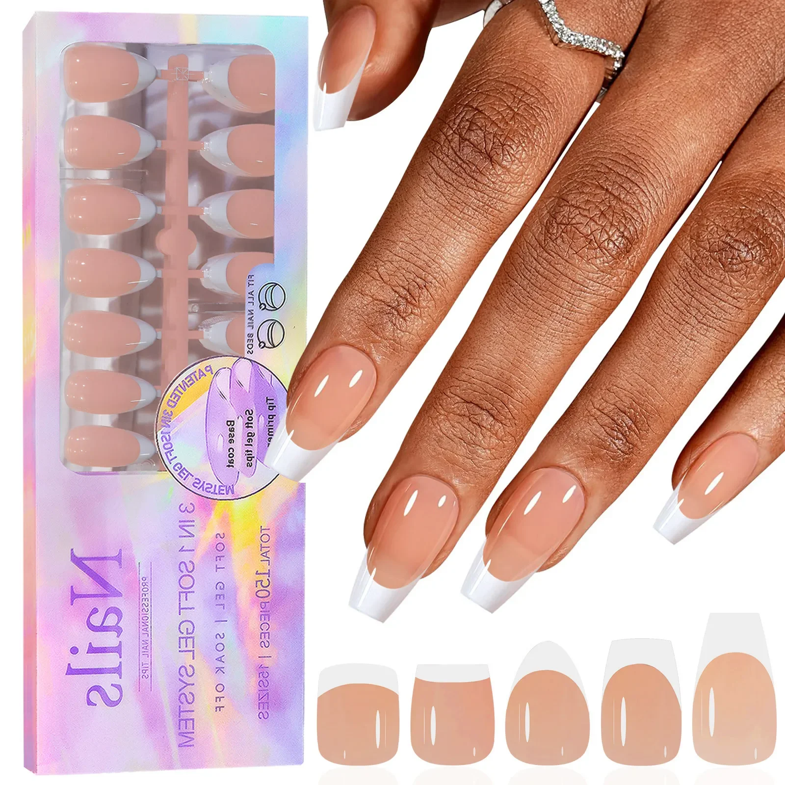 

150pcs/boxed New False Nails Press On Nail Long Short Almond Nail Detachable French Style Wearing Manicure Fake Nail Patch