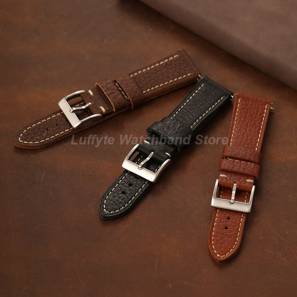 Premium Handmade Vintage Leather Watch Strap – Genuine Calfskin