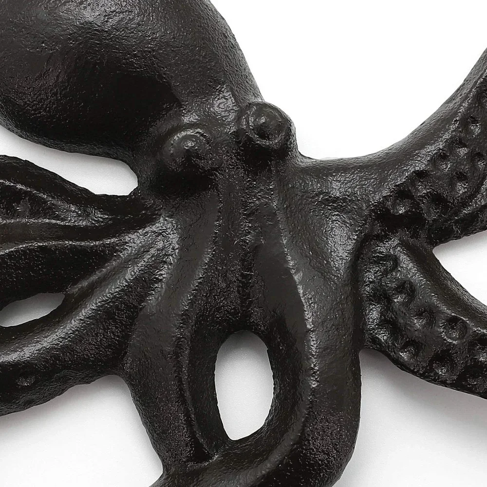 Octopus Key Holder Cast Iron Decorative Rustic Towel Hooks Wall Mounted Heavy Duty Coat Hooks 4