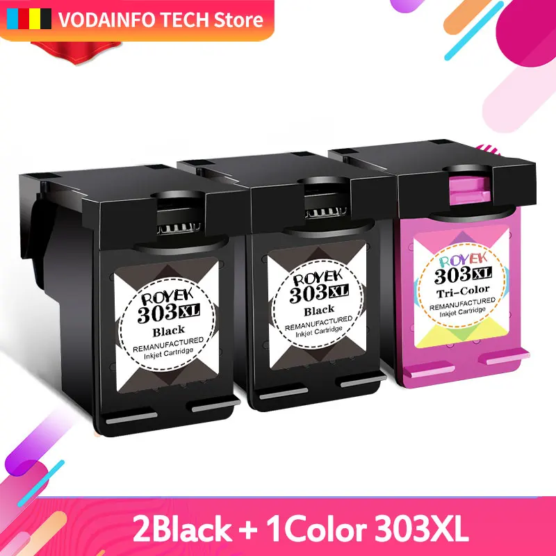Royek 303Xl Cartuccia Di Inchiostro Di Ricambio Per Hp 303 Xl Hp303 Hp303Xl Envy 7820 7822 7830 7158 7132 7120 7164 Stampante