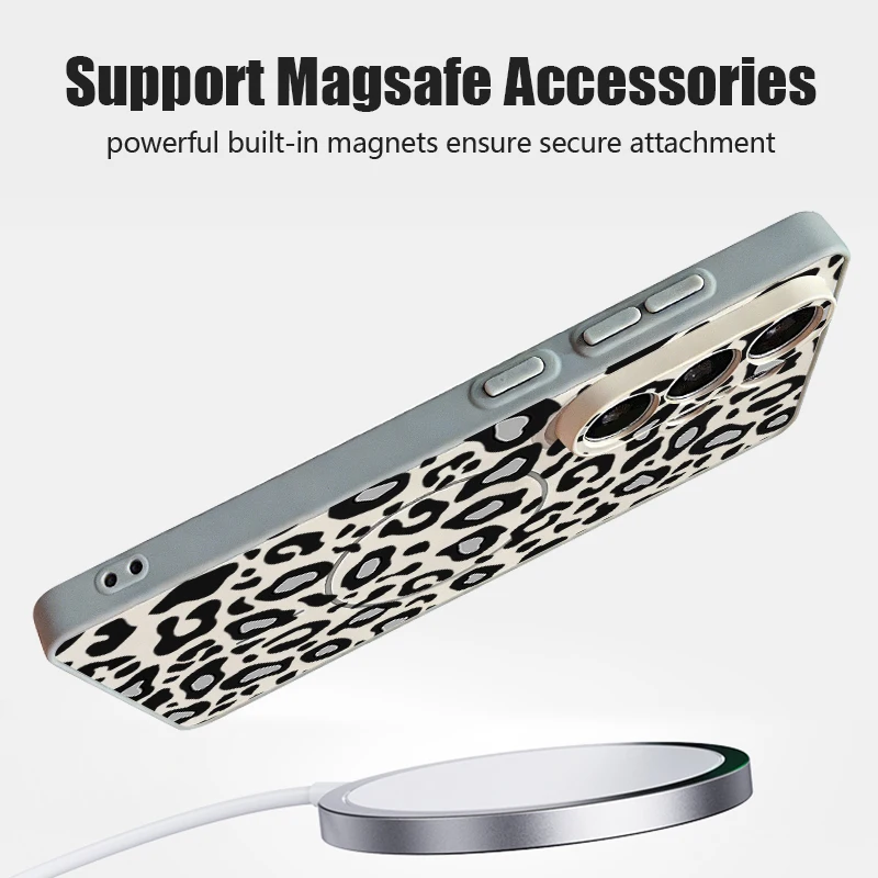 Brown Leopard Print Magnetic Phone Case Cover