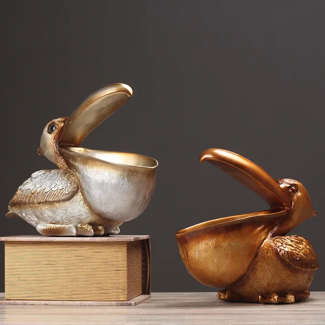 Pelican Bird-Ornement Rétro en Résine, Rangement de Clé et Bijoux, Toucan, Hall d'Entrée, Salon, Table à Thé, Arts et Artisanat Créatifs pour la Maison 1