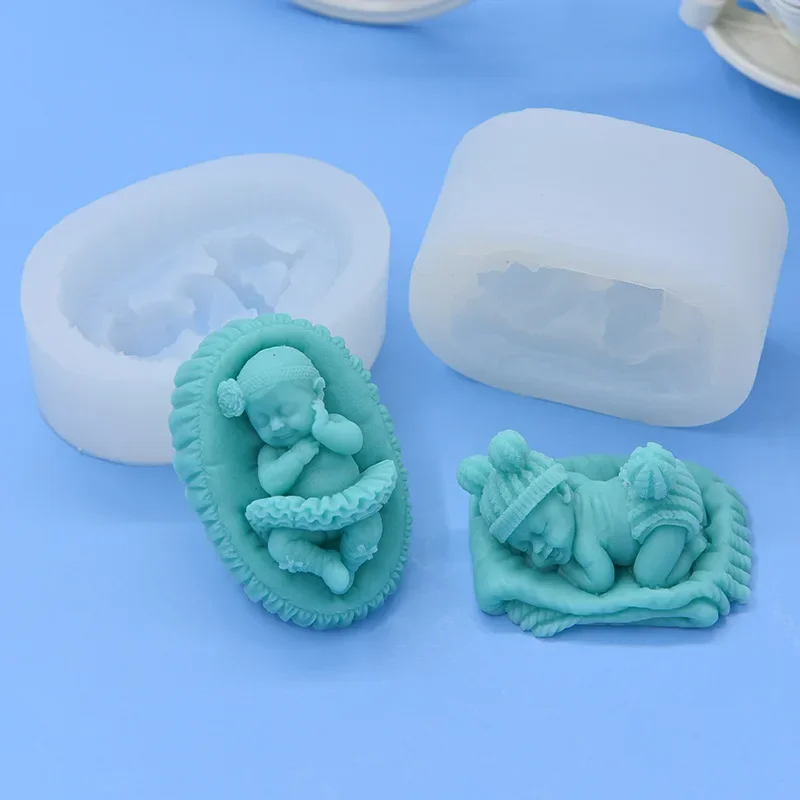 Cute Baby Silicone Candle Molds DIY Sleeping Child Portrait Plaster Soap Resin Casting Mold Handmade Chocolate Cake Baking Tool Silicone Mold Cake Mold Silicone Candle Mold Aromatherapy Candle Mold Silicone Candle Molds Candle Mold