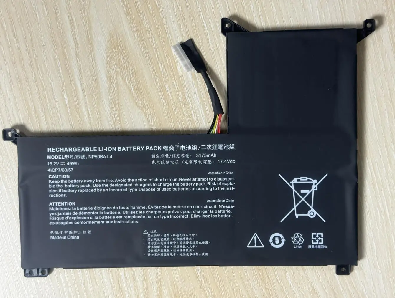 Bateria para Notebook para 4icp 60 57 para Foco Xmg Jiangxin X15 15.2v 49wh 3175mah Novo Np50bat4 - Imagem 3