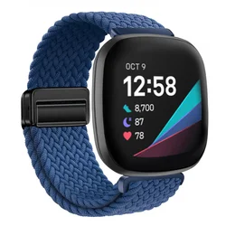 Premium Nylon Loop Magnetic Replacement Wristband - Versatile and Stylish - Fitbit Sense (24 Cold Blue)