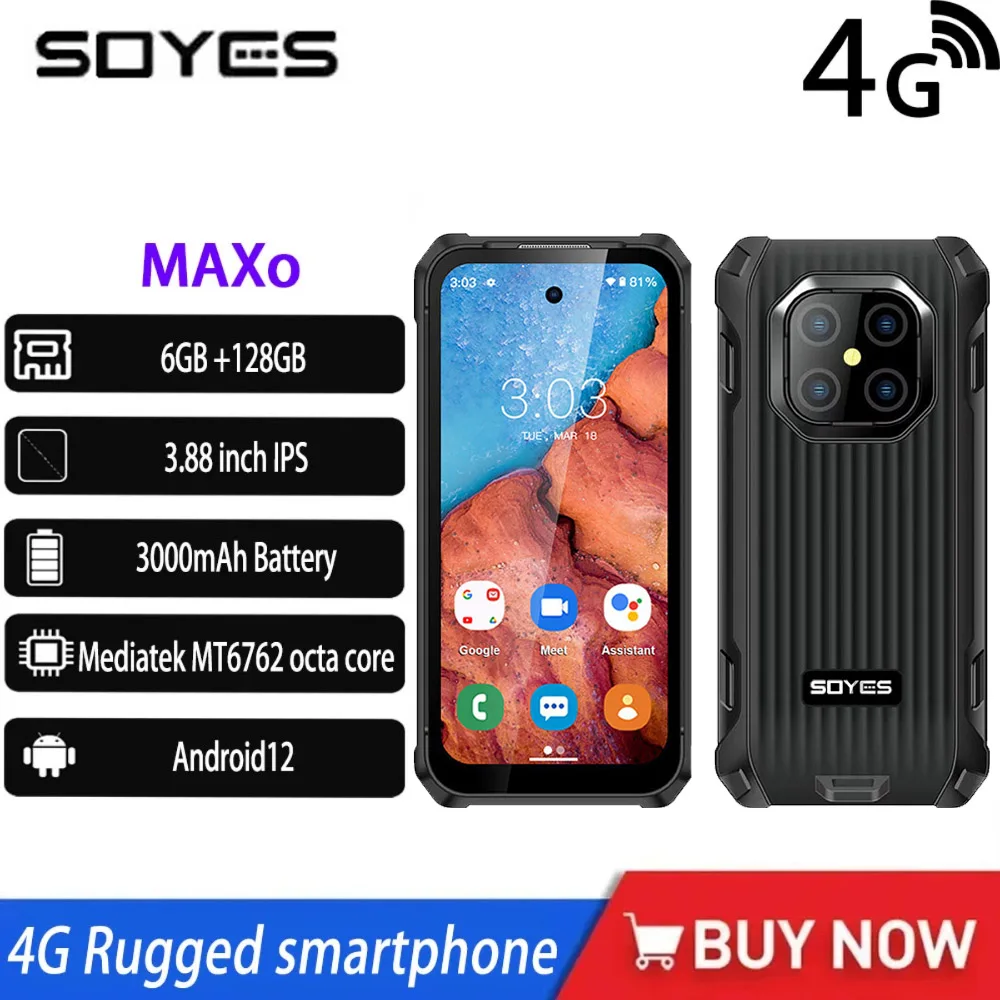 Nouveau SOYES MAXO Smartphone robuste IP68 3.88 "petite écran IPS Mini étanche Mediatek MT6762 Octa Core Android12 3000mAh batterie