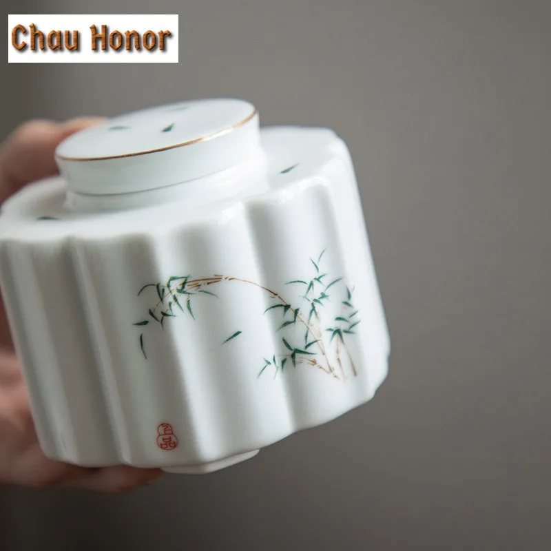 Celadon And White Porcelain Tea Pot Sealed Pot Tea Box Tea Warehouse Storage Pot Portable Small Tea Pot Moisture-proof Household