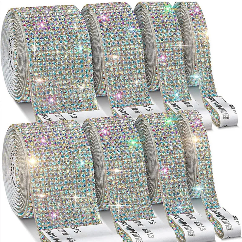 Self Adhesive Crystal Rhinestone Sticker Diamond Ribbon DIY Sticker Arts Crafts Car Phone Decoration