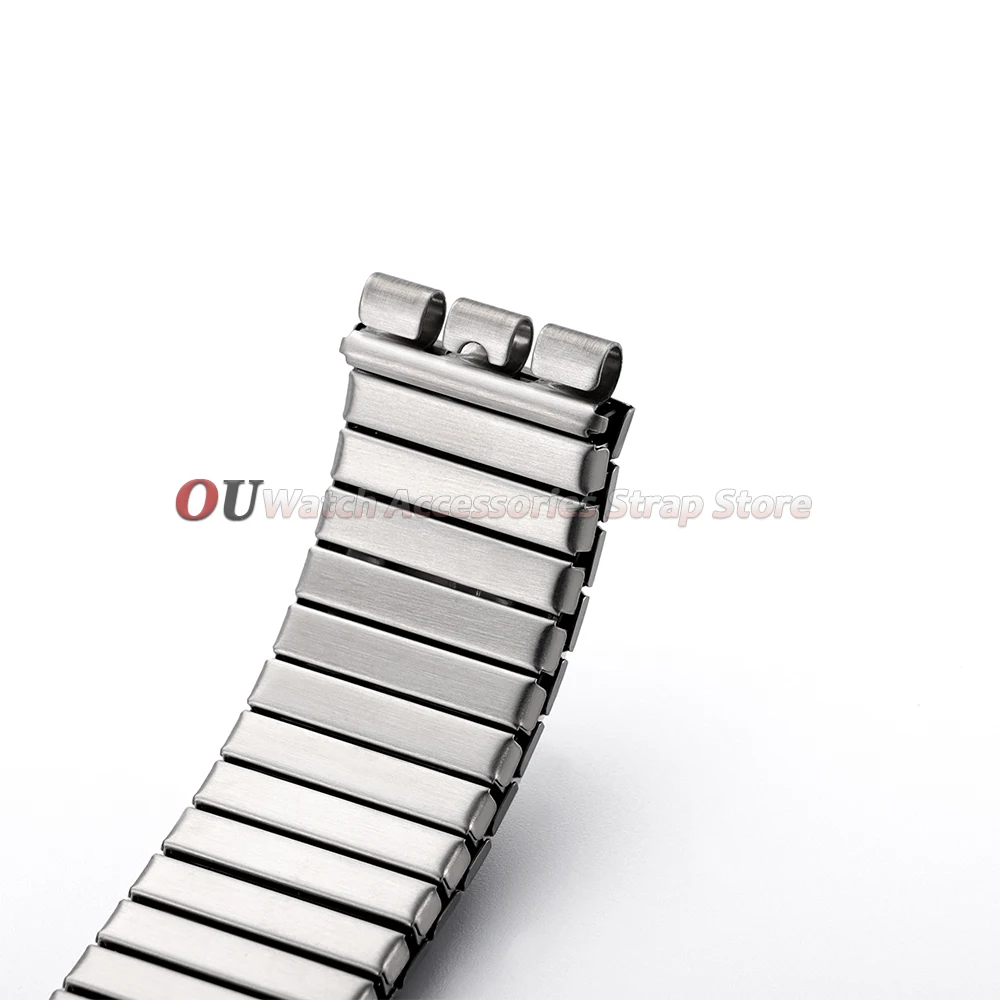Polished Matte Elastic Stainless Steel Watch Strap - Men's Wristband Accessory