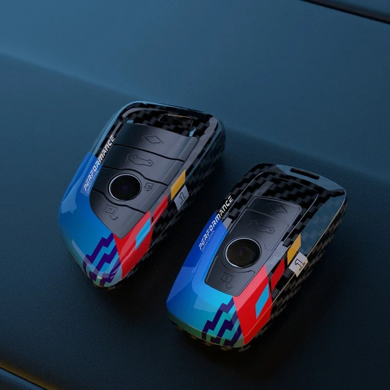 Luxurious Carbon Fiber Style Car Key Case Cover