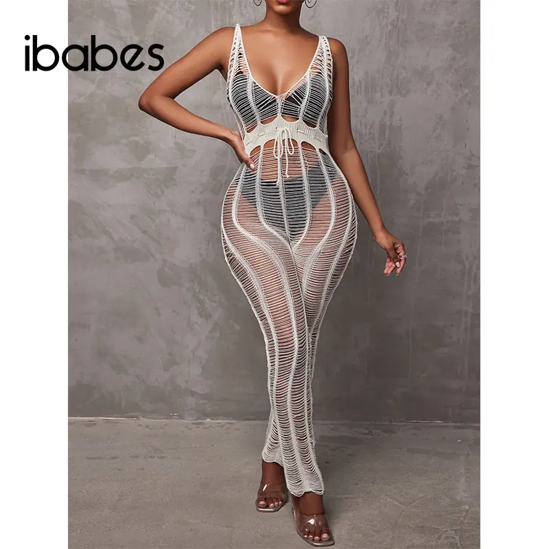 Hand Crochet Knitted Women Jumpsuit Cover Ups Solid Sleeveless Hollow Out Beach Rompers 2023 Summer Sexy Night Club One Piece