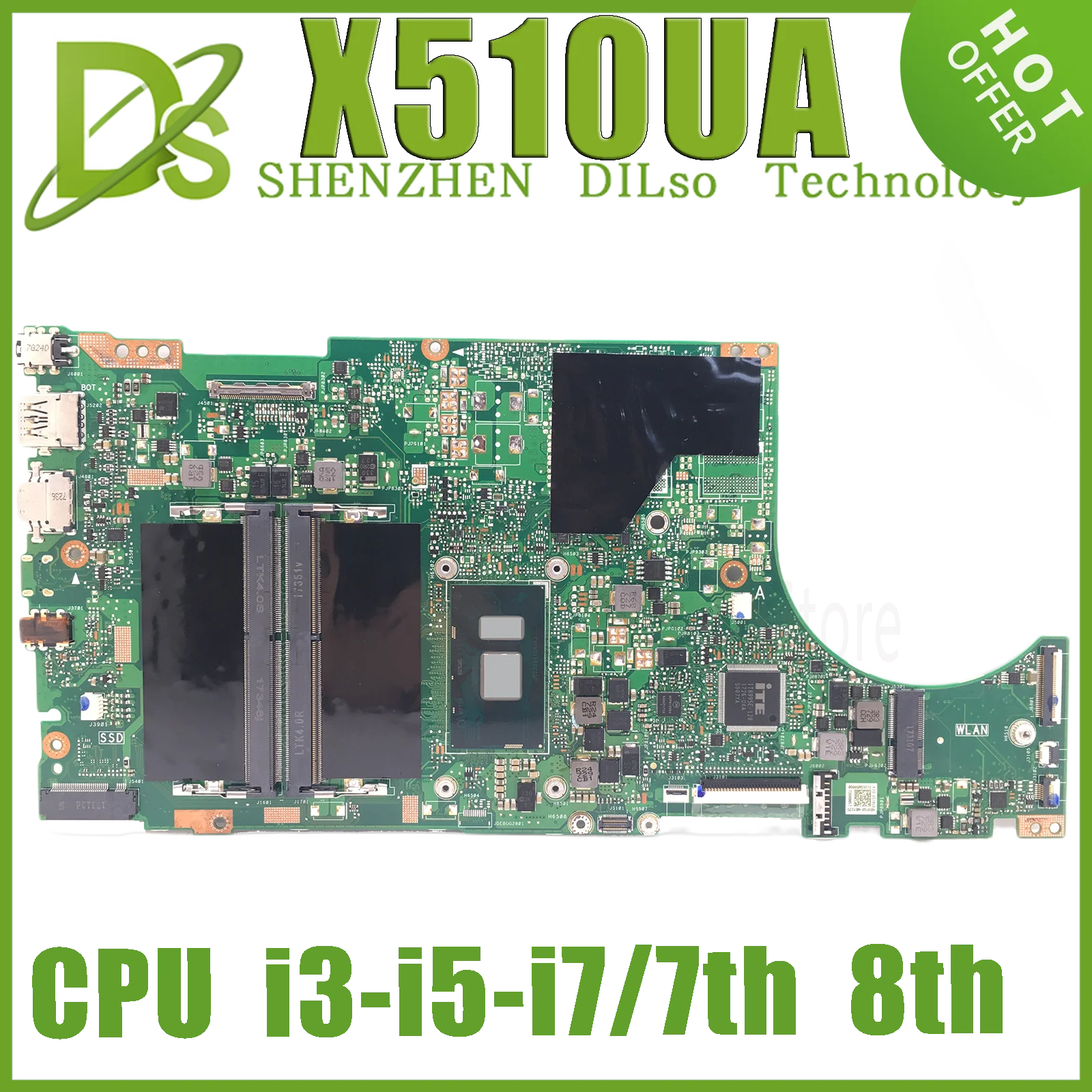 Mainboard para Placa-mãe do Portátil X510uf X510ua X510uq S5100ur S5100u w i3 i5 I76th 7th 930mx 940mx Mx150 Teste de 100 Kefu-x510unr - Imagem 2