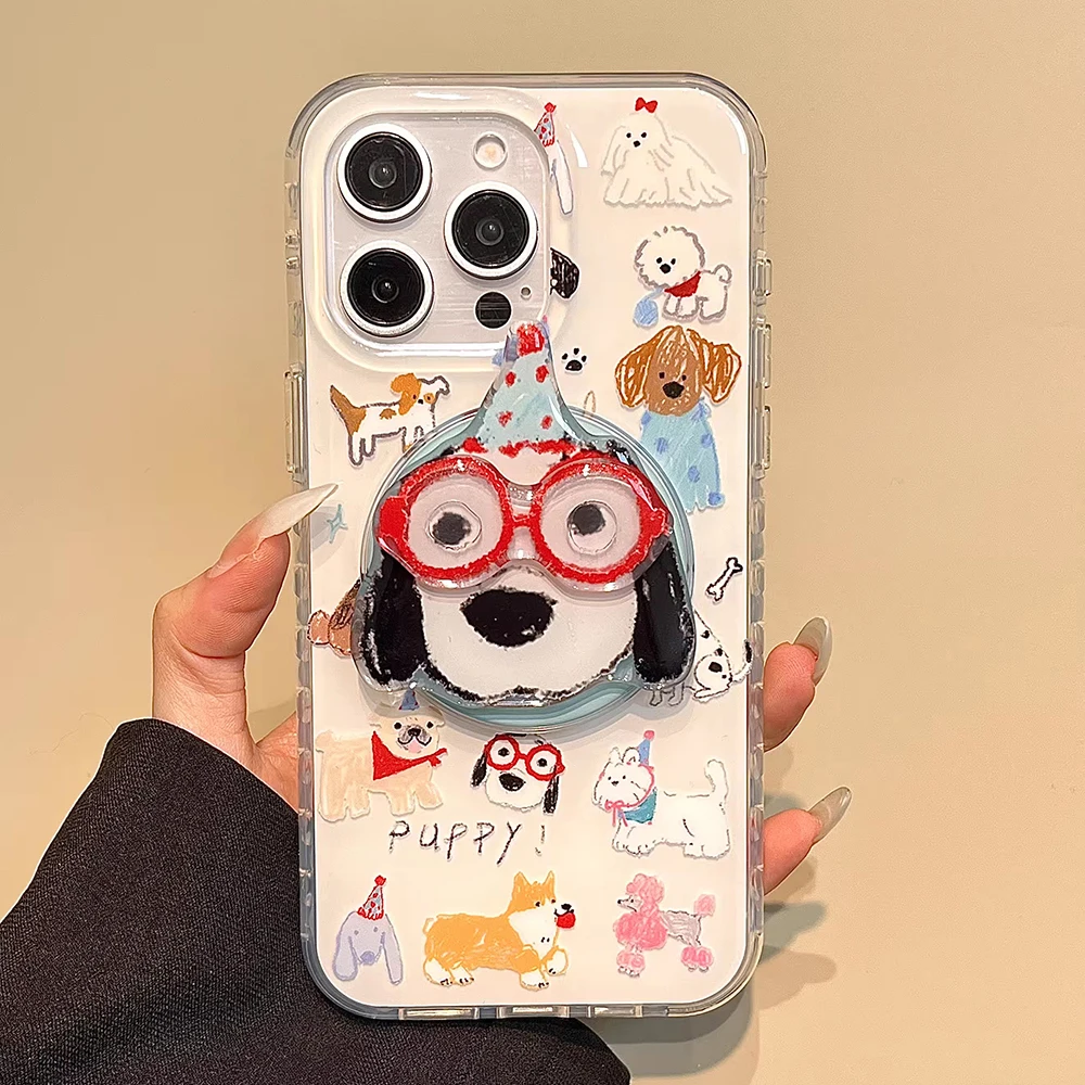 Cute Puppy Cartoon Dog Magnetic Phone Case for IPhone 17 16 15