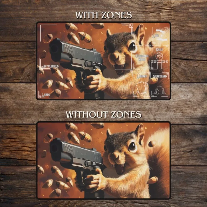 Squirrel Gun Playmat for MTG Fans Funny Anime Desk Mat Magic Card Games Custom Playmat Meme Mousepad, MTG Accessories Playmats - 3