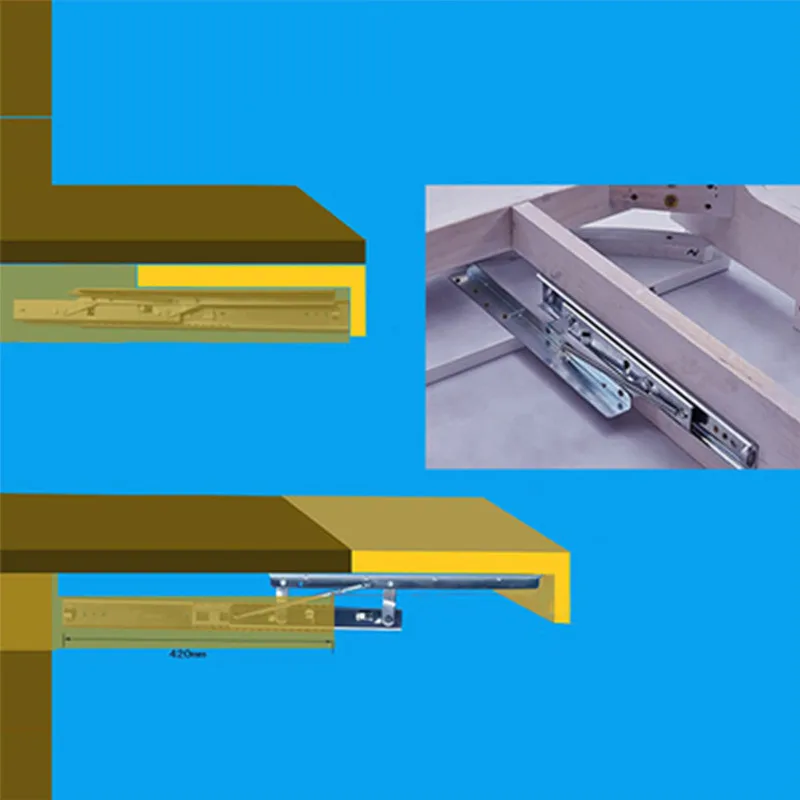 ヘビープルアウトポップアップスライドレールサポートブラケット