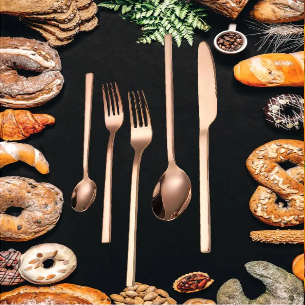 5 PCS Glossy Cutlery Set Dining Knife Spoon Fork Flatware Service for 1