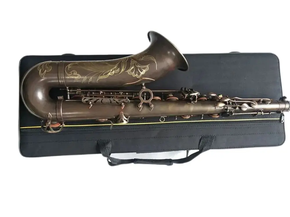 New jazz Brand Tenor Saxophone Mark VI Grave Black Professional Music Instruments Antique copper Simulation Brass Sax Wit