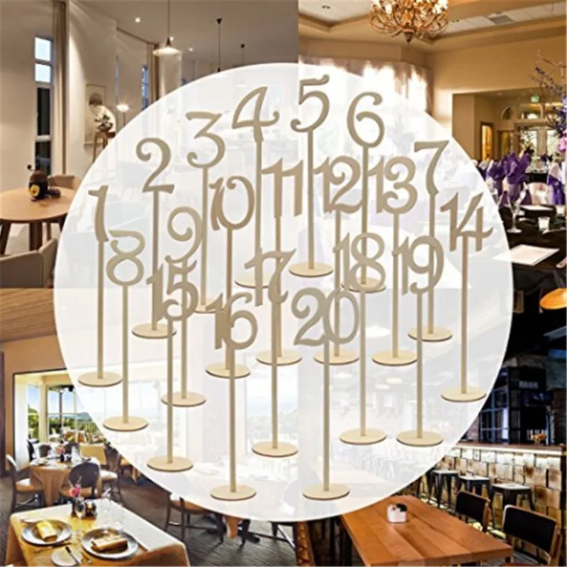 Hot Style Wooden Wedding Supplies Wedding Place Holder Table Number Figure Card Digital Seat Decoration 10pcs/pack
