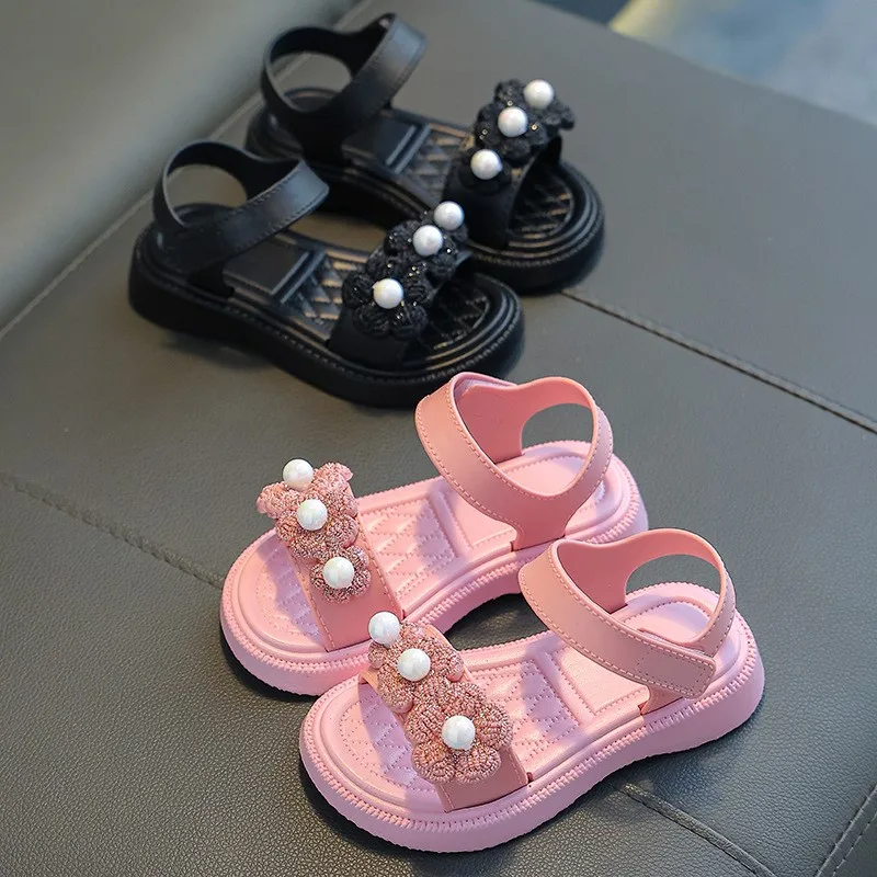 

CAPSELLA KIDS Girls Elegant Princess Beach Sandals Summer Shoes Size 24-35 Baby Children Girls Hook & Loop Flower Sandals