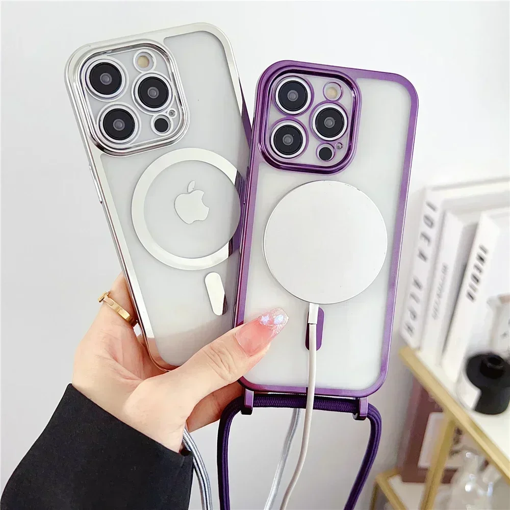 Versatile Clear Phone Case with Magnetic Necklace Cord and Lanyard